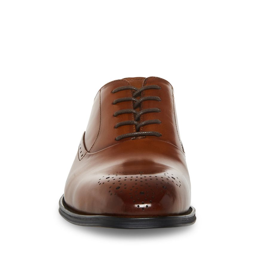 Brown Steve Madden Zate Leather Men's Derby Shoes | PH 7245VLA